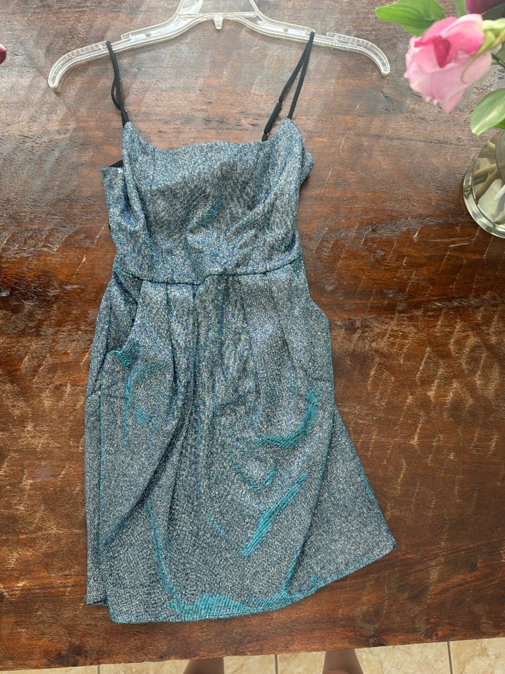 Blue/Silver Glitter Mini Dress- Lucy in the Sky